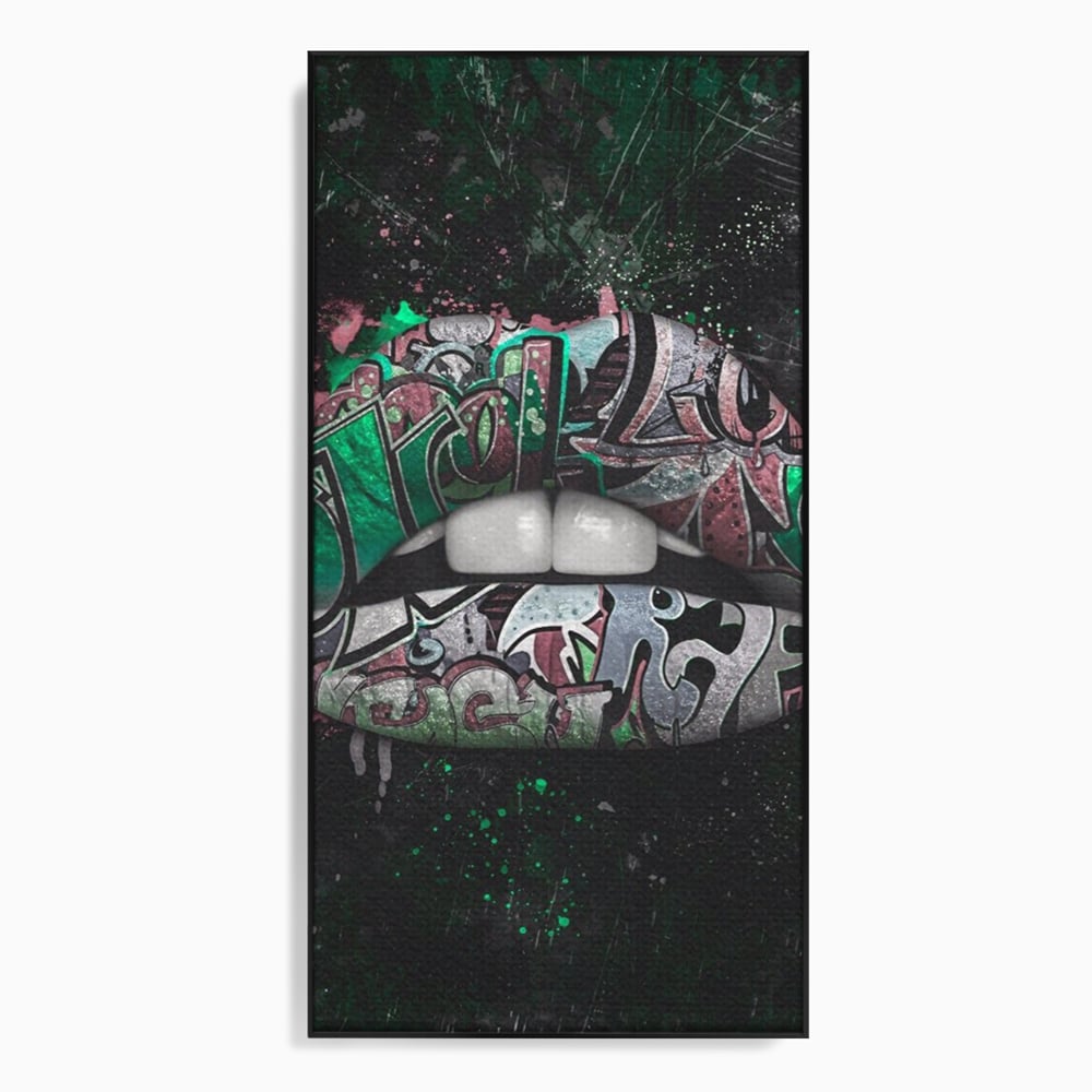 Tablou Canvas Premium LuxCanva® A1148, Green Lips ,  Decorativ, Verde, Buze, Kiss, Culori Vibrante