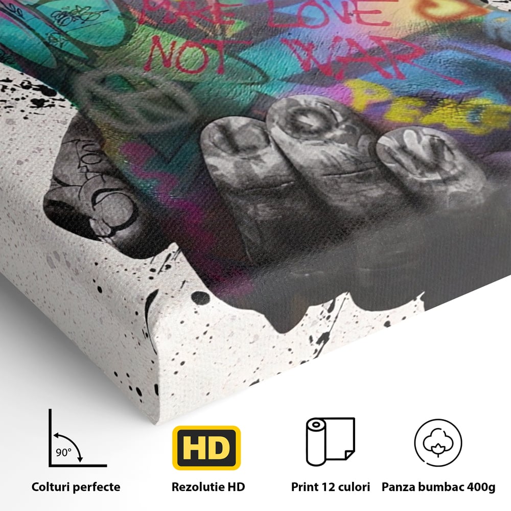 Leinwand Wandkunst Leinwand Premium LuxCanva® A1149, 2Hands , Dekorativ, Liebe, Street Art, Graffiti, Lebendige Farben