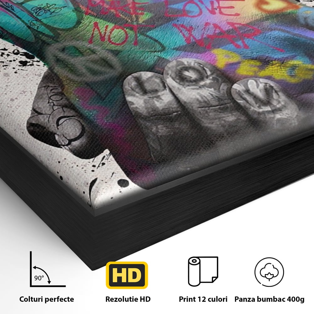 Leinwand Wandkunst Leinwand Premium LuxCanva® A1149, 2Hands , Dekorativ, Liebe, Street Art, Graffiti, Lebendige Farben