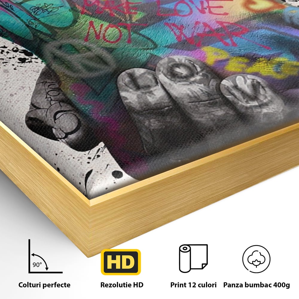Leinwand Wandkunst Leinwand Premium LuxCanva® A1149, 2Hands , Dekorativ, Liebe, Street Art, Graffiti, Lebendige Farben