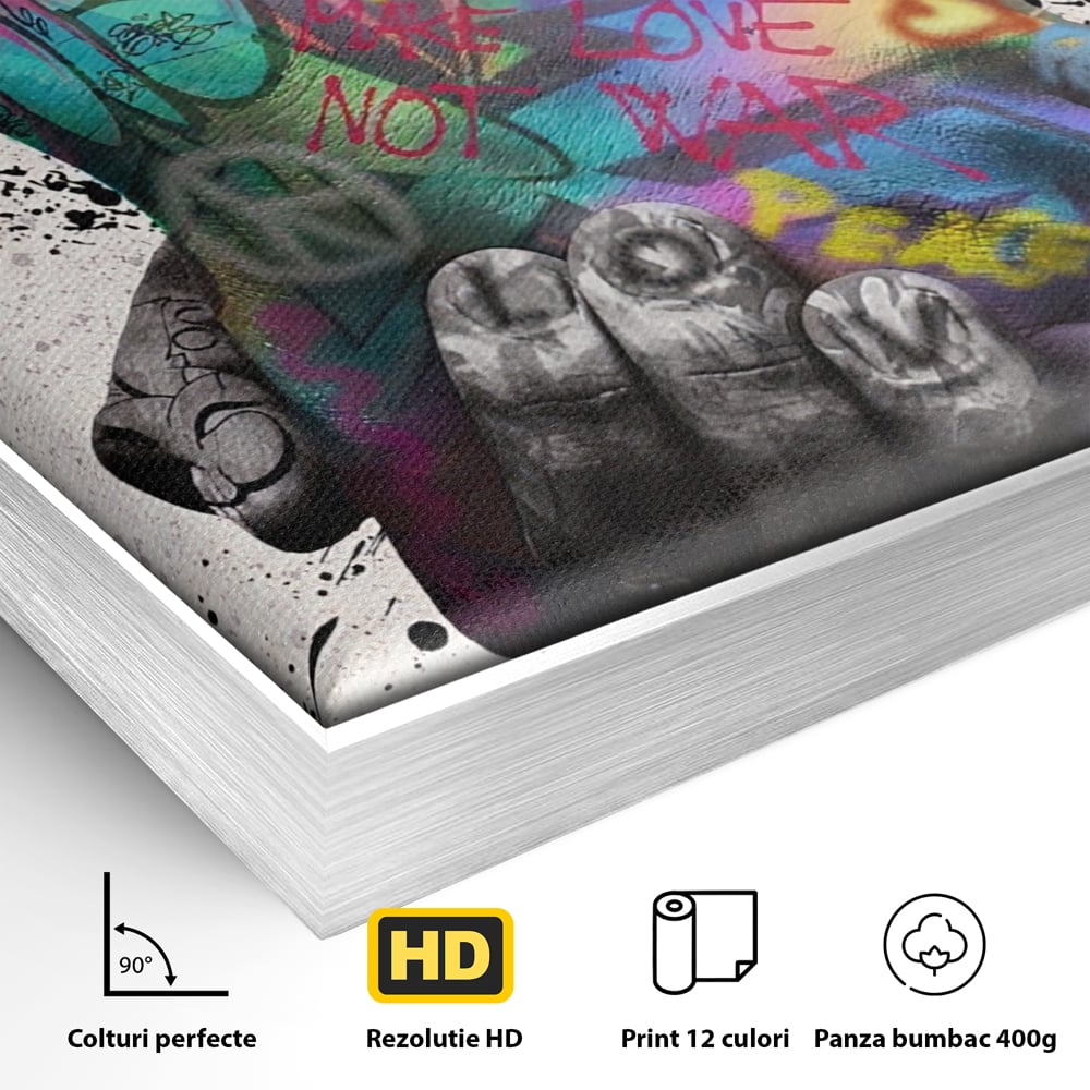 Leinwand Wandkunst Leinwand Premium LuxCanva® A1149, 2Hands , Dekorativ, Liebe, Street Art, Graffiti, Lebendige Farben