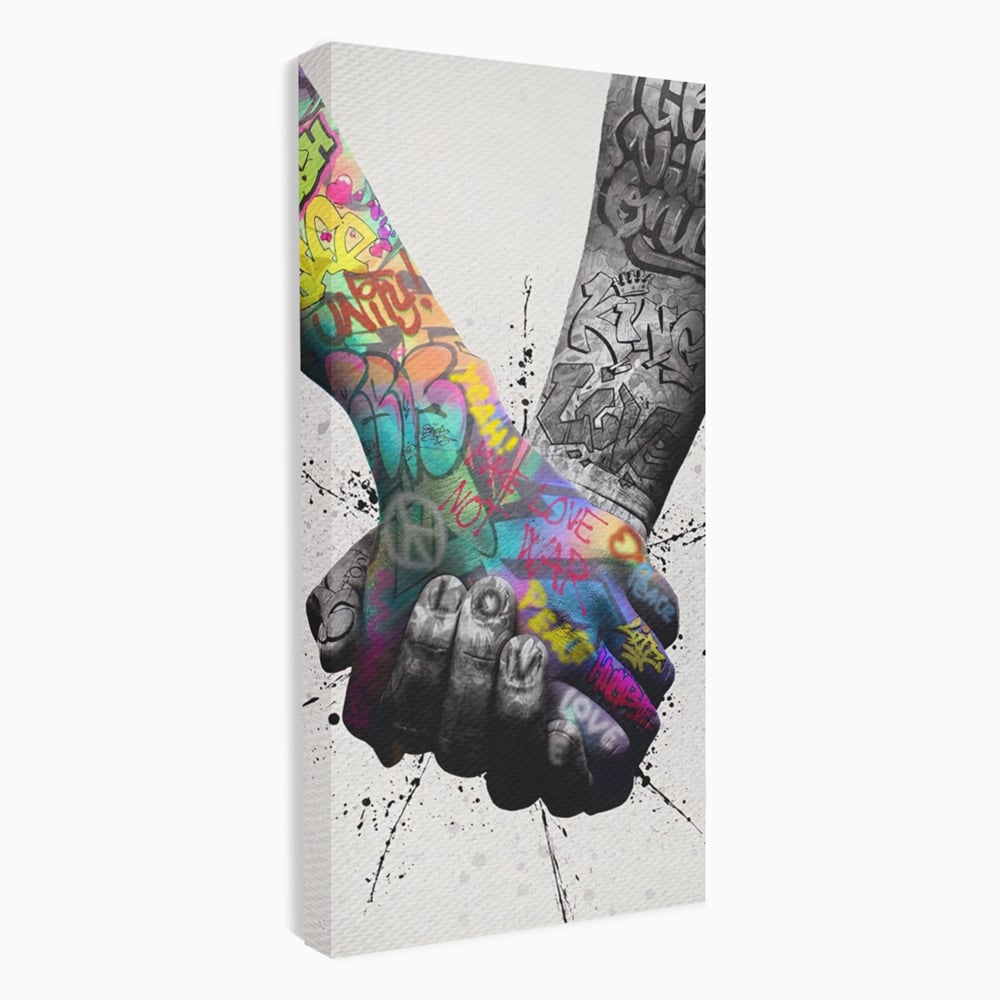 Leinwand Wandkunst Leinwand Premium LuxCanva® A1149, 2Hands , Dekorativ, Liebe, Street Art, Graffiti, Lebendige Farben
