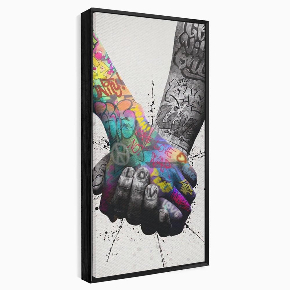 Leinwand Wandkunst Leinwand Premium LuxCanva® A1149, 2Hands , Dekorativ, Liebe, Street Art, Graffiti, Lebendige Farben