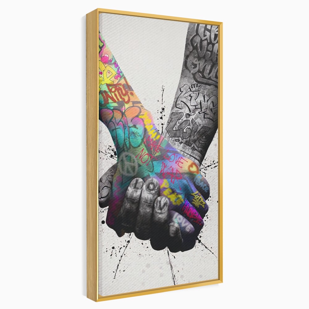 Leinwand Wandkunst Leinwand Premium LuxCanva® A1149, 2Hands , Dekorativ, Liebe, Street Art, Graffiti, Lebendige Farben