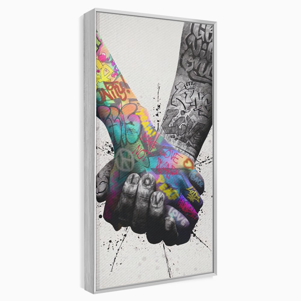 Leinwand Wandkunst Leinwand Premium LuxCanva® A1149, 2Hands , Dekorativ, Liebe, Street Art, Graffiti, Lebendige Farben