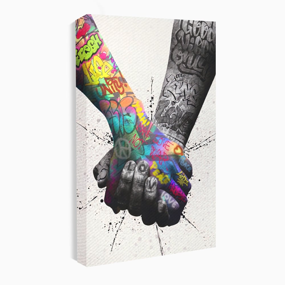 Leinwand Wandkunst Leinwand Premium LuxCanva® A1149, 2Hands , Dekorativ, Liebe, Street Art, Graffiti, Lebendige Farben