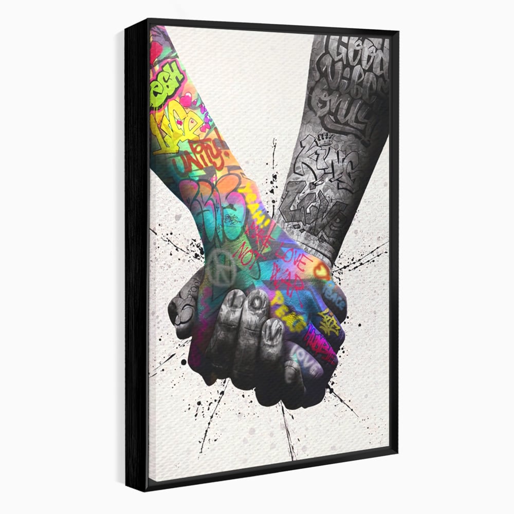 Leinwand Wandkunst Leinwand Premium LuxCanva® A1149, 2Hands , Dekorativ, Liebe, Street Art, Graffiti, Lebendige Farben
