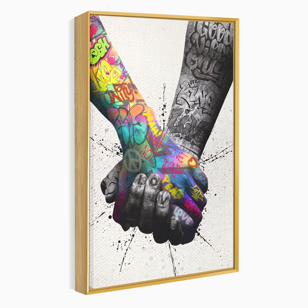 Leinwand Wandkunst Leinwand Premium LuxCanva® A1149, 2Hands , Dekorativ, Liebe, Street Art, Graffiti, Lebendige Farben