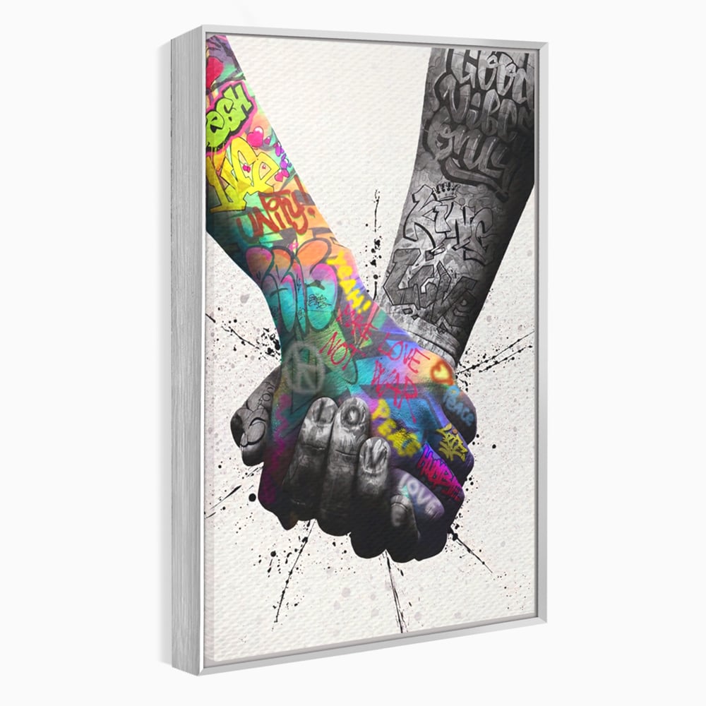 Leinwand Wandkunst Leinwand Premium LuxCanva® A1149, 2Hands , Dekorativ, Liebe, Street Art, Graffiti, Lebendige Farben