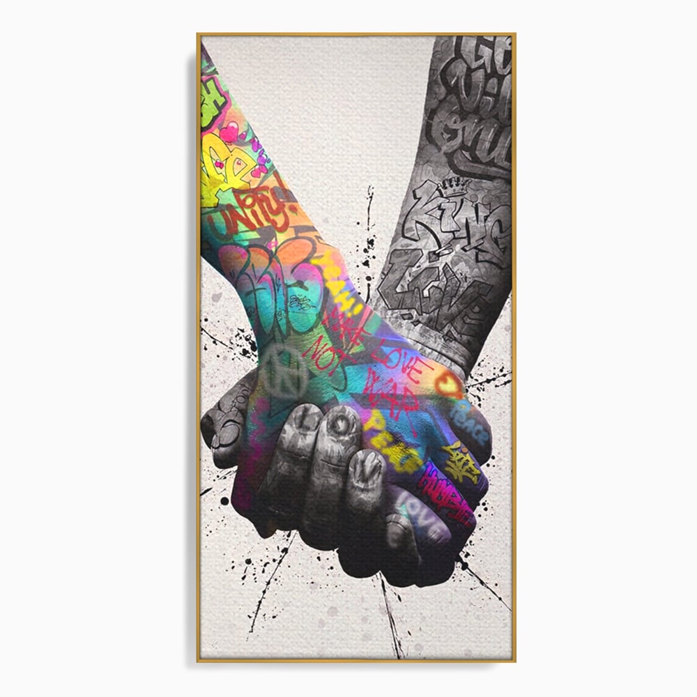 Leinwand Wandkunst Leinwand Premium LuxCanva® A1149, 2Hands , Dekorativ, Liebe, Street Art, Graffiti, Lebendige Farben