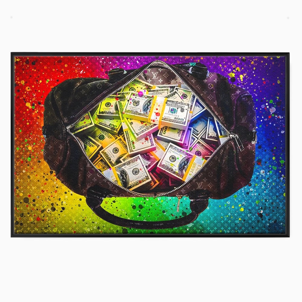 Tablou Canvas Premium LuxCanva® A1151, Dollars Bag , Decorativ, Bani, Geanta, USD, Culori Vibrante