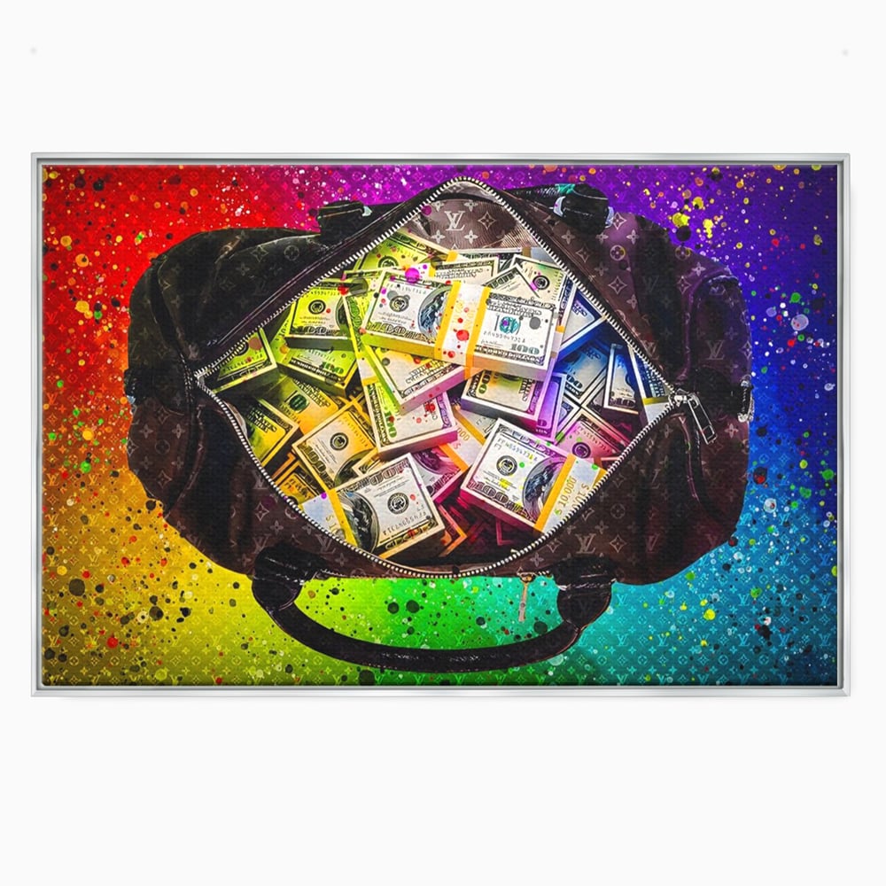 Tablou Canvas Premium LuxCanva® A1151, Dollars Bag , Decorativ, Bani, Geanta, USD, Culori Vibrante