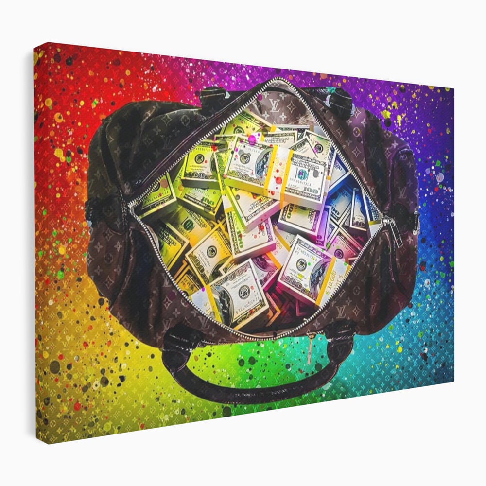 Tablou Canvas Premium LuxCanva® A1151, Dollars Bag , Decorativ, Bani, Geanta, USD, Culori Vibrante