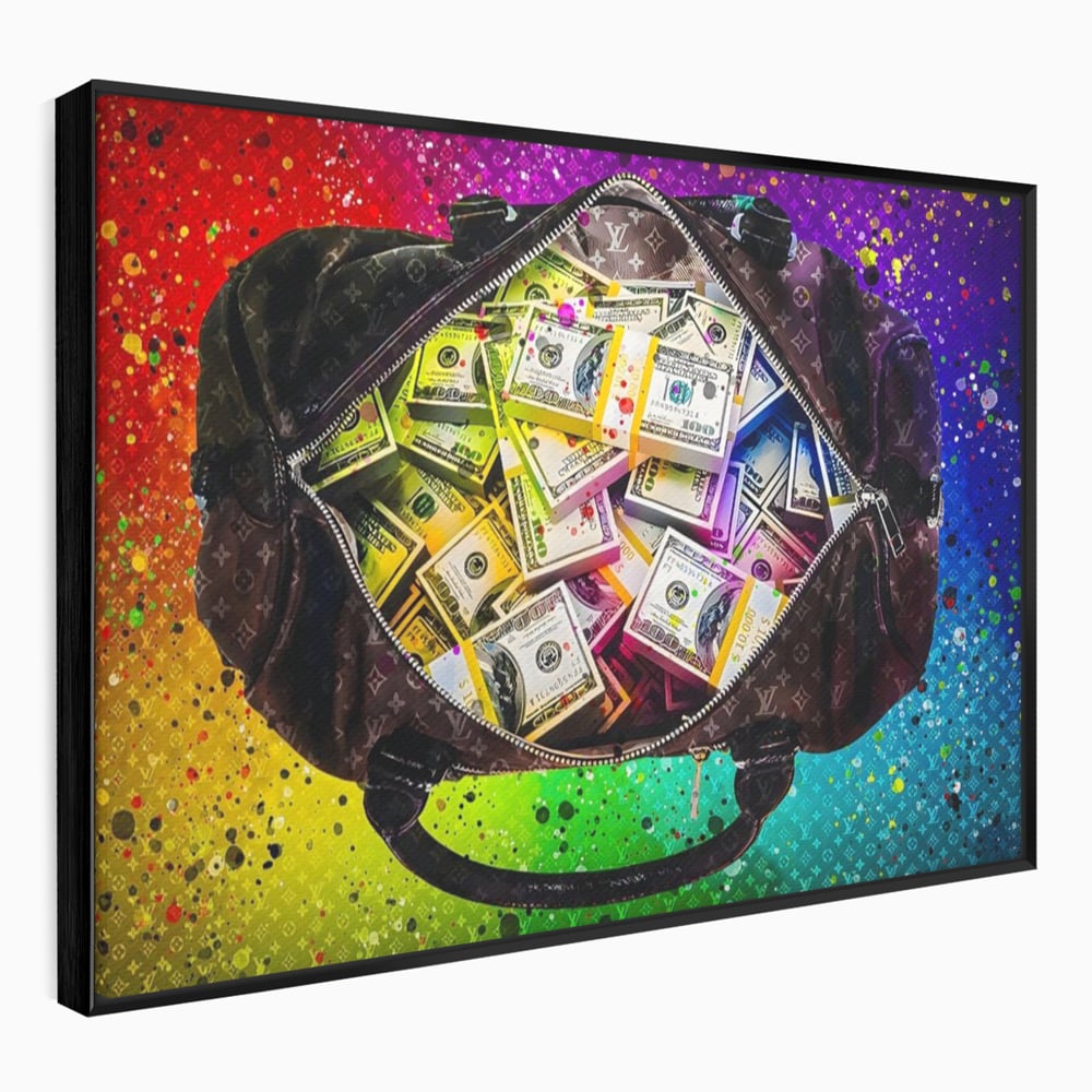 Tablou Canvas Premium LuxCanva® A1151, Dollars Bag , Decorativ, Bani, Geanta, USD, Culori Vibrante