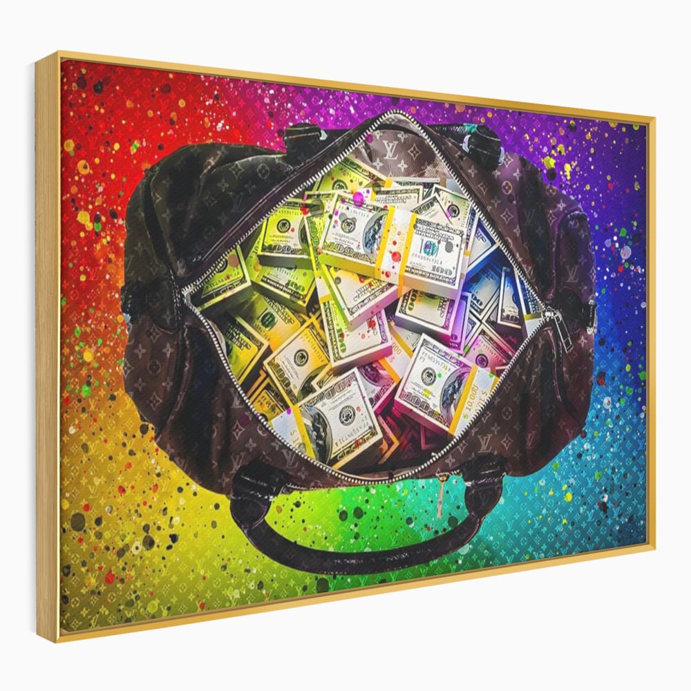Tablou Canvas Premium LuxCanva® A1151, Dollars Bag , Decorativ, Bani, Geanta, USD, Culori Vibrante