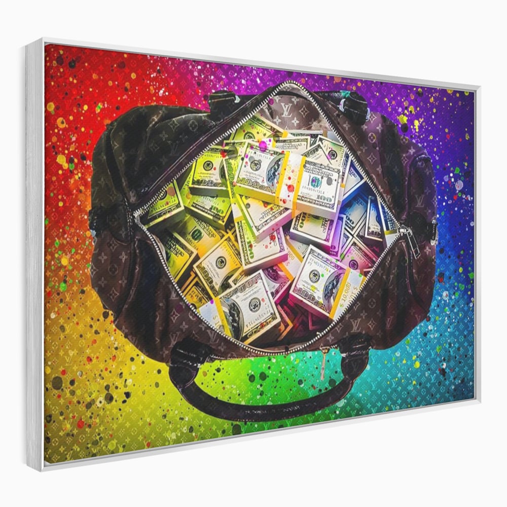 Tablou Canvas Premium LuxCanva® A1151, Dollars Bag , Decorativ, Bani, Geanta, USD, Culori Vibrante