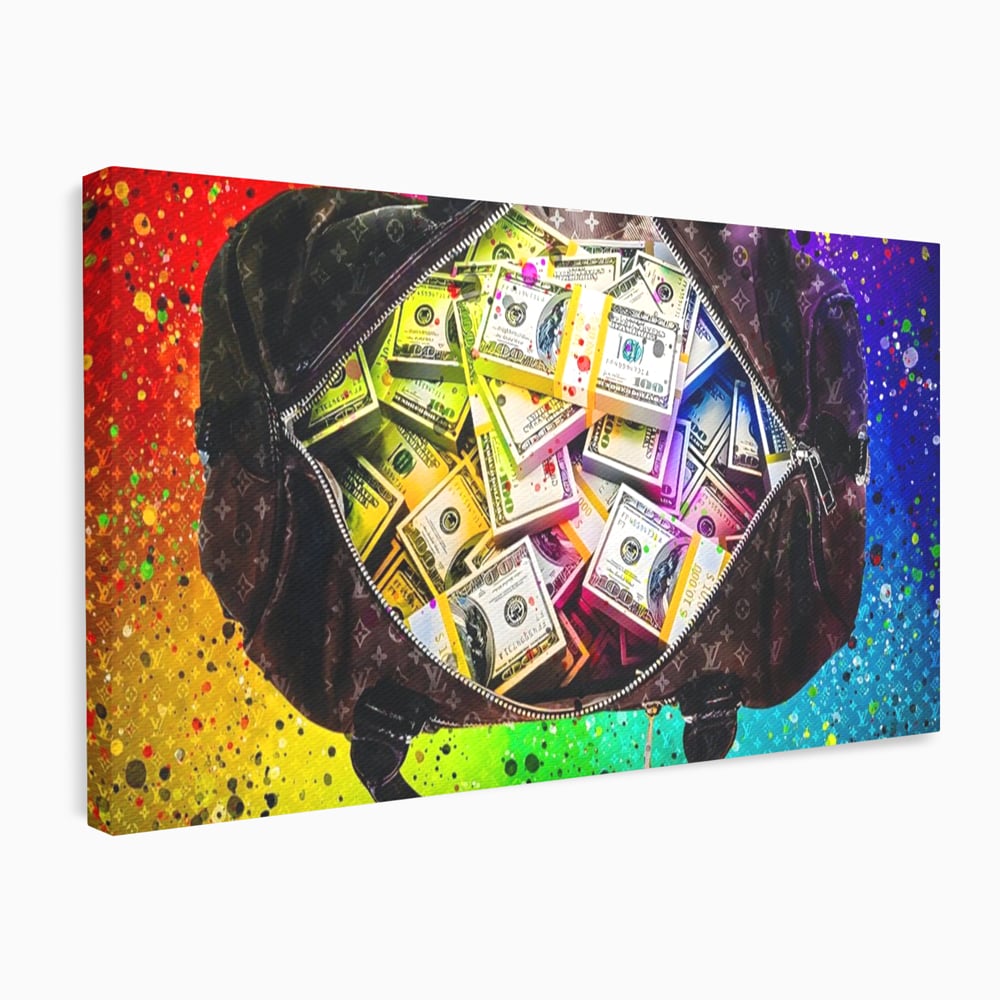 Tablou Canvas Premium LuxCanva® A1151, Dollars Bag , Decorativ, Bani, Geanta, USD, Culori Vibrante