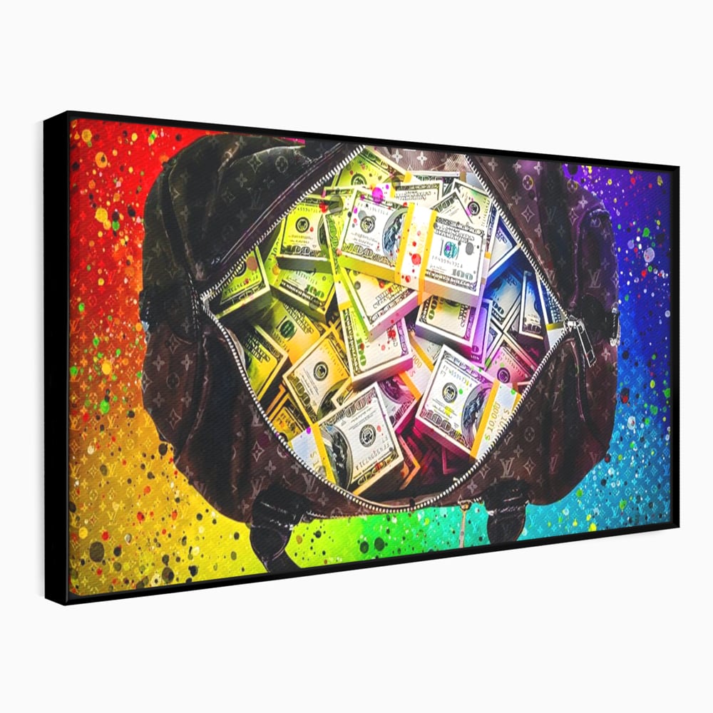 Tablou Canvas Premium LuxCanva® A1151, Dollars Bag , Decorativ, Bani, Geanta, USD, Culori Vibrante