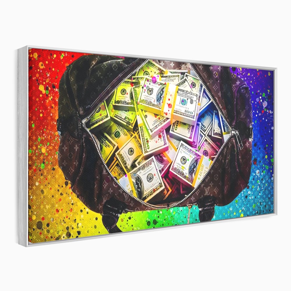 Tablou Canvas Premium LuxCanva® A1151, Dollars Bag , Decorativ, Bani, Geanta, USD, Culori Vibrante