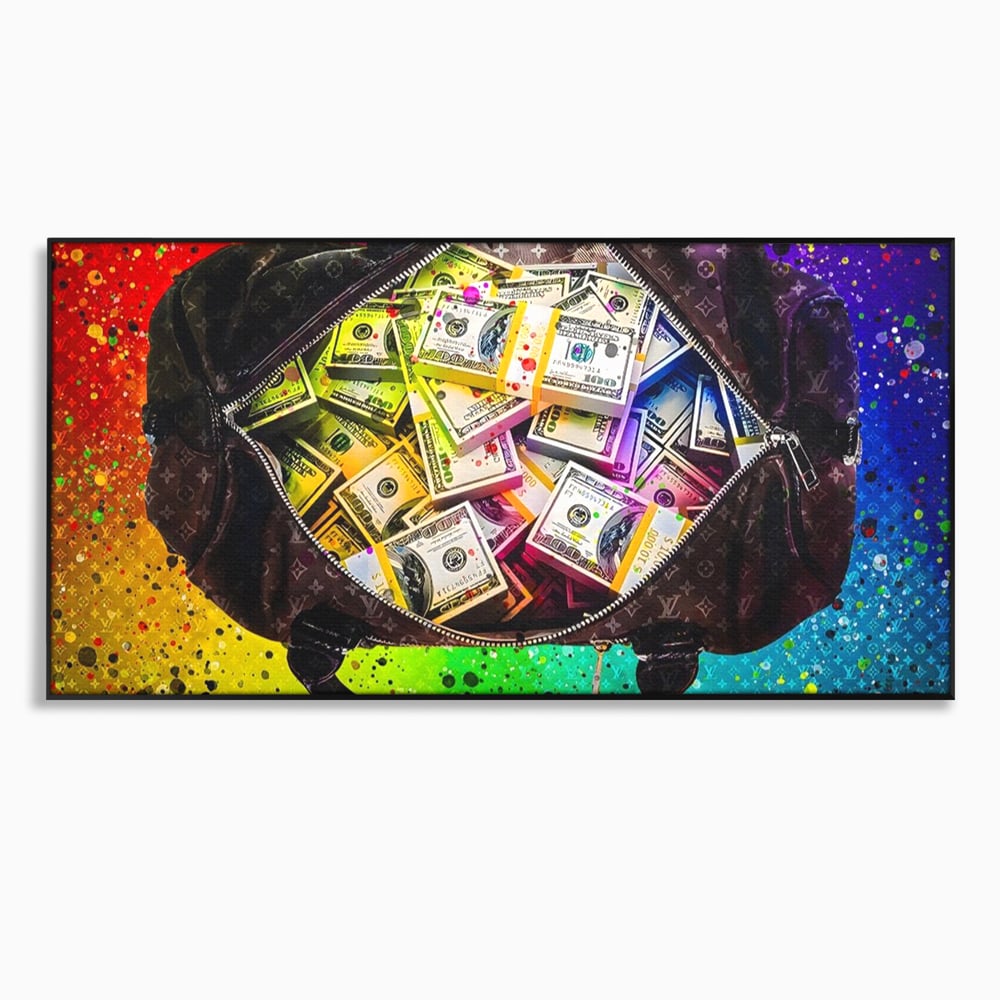 Tablou Canvas Premium LuxCanva® A1151, Dollars Bag , Decorativ, Bani, Geanta, USD, Culori Vibrante