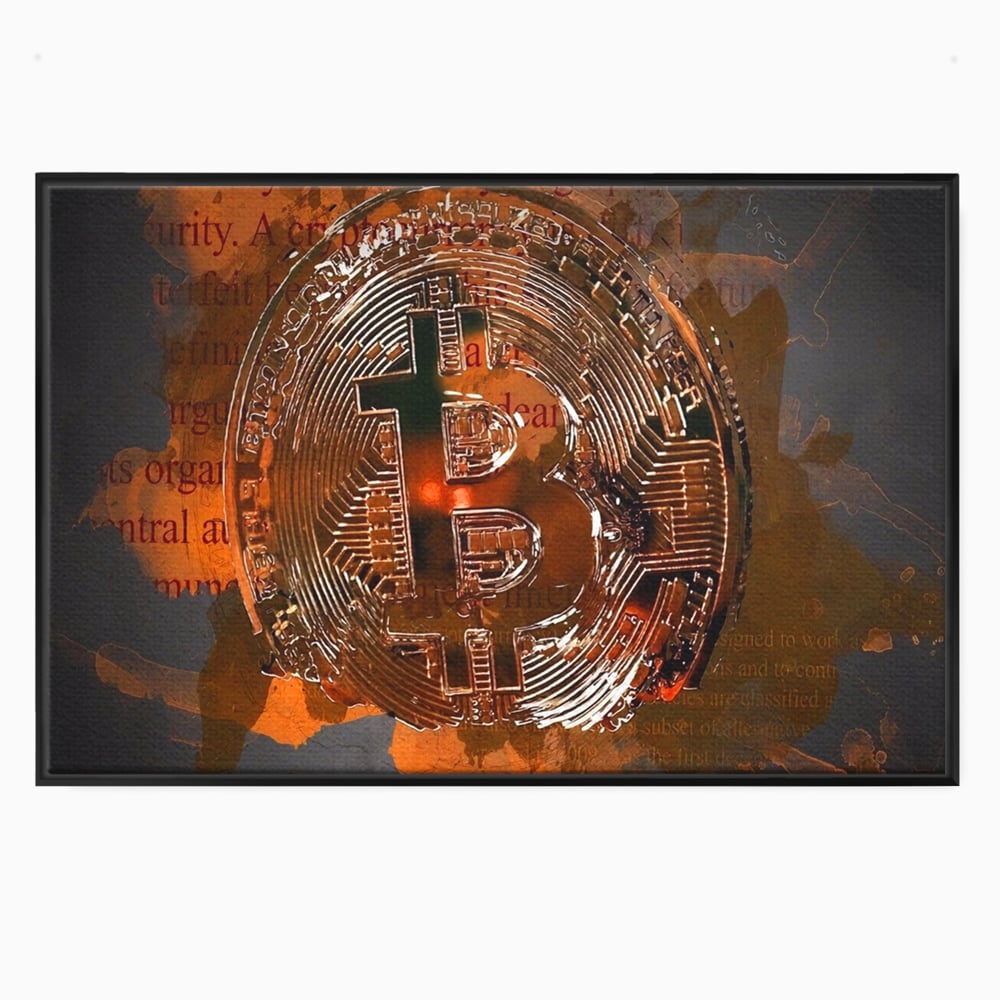 Tablou Canvas Premium LuxCanva® A1153, Moneda Bitcoin ,Moneda Digitala, BTC, Cash, Motivational, Culori Vibrante