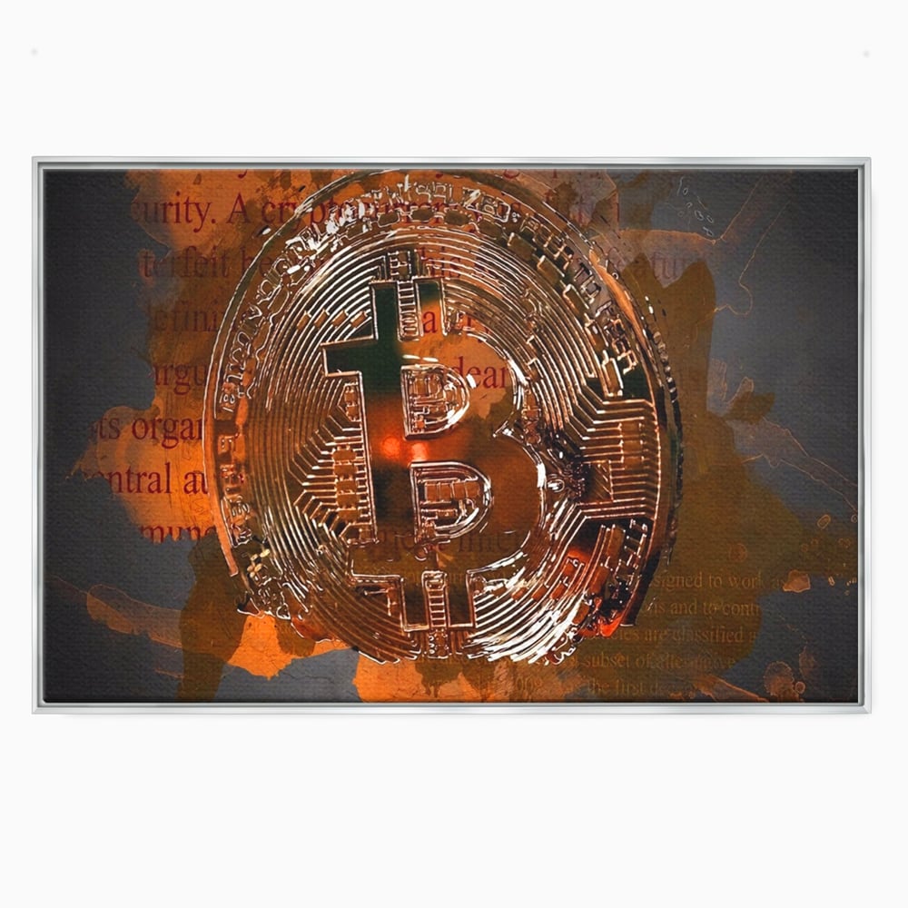 Tablou Canvas Premium LuxCanva® A1153, Moneda Bitcoin ,Moneda Digitala, BTC, Cash, Motivational, Culori Vibrante
