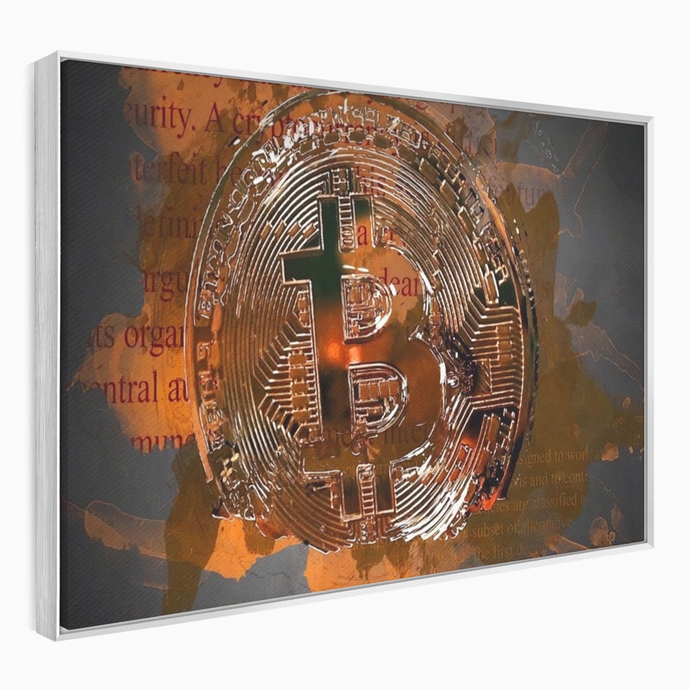 Tablou Canvas Premium LuxCanva® A1153, Moneda Bitcoin ,Moneda Digitala, BTC, Cash, Motivational, Culori Vibrante