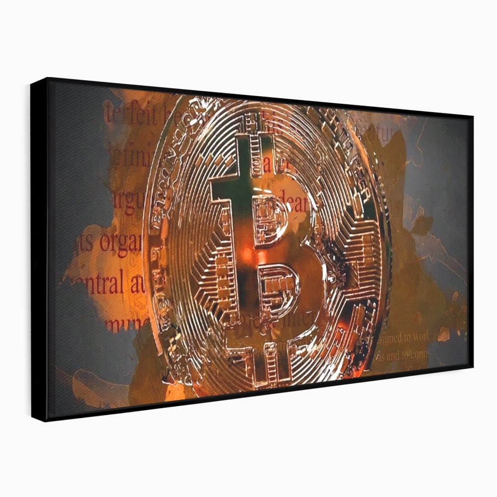 Tablou Canvas Premium LuxCanva® A1153, Moneda Bitcoin ,Moneda Digitala, BTC, Cash, Motivational, Culori Vibrante