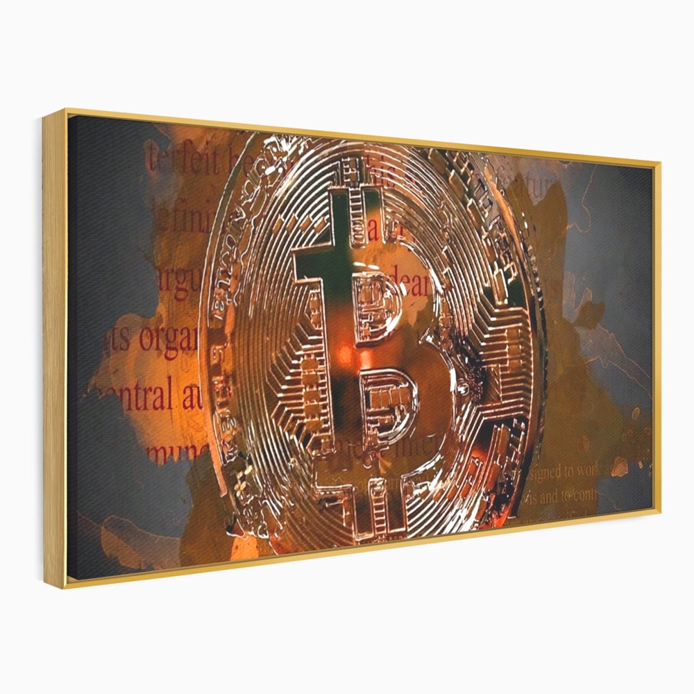 Tablou Canvas Premium LuxCanva® A1153, Moneda Bitcoin ,Moneda Digitala, BTC, Cash, Motivational, Culori Vibrante