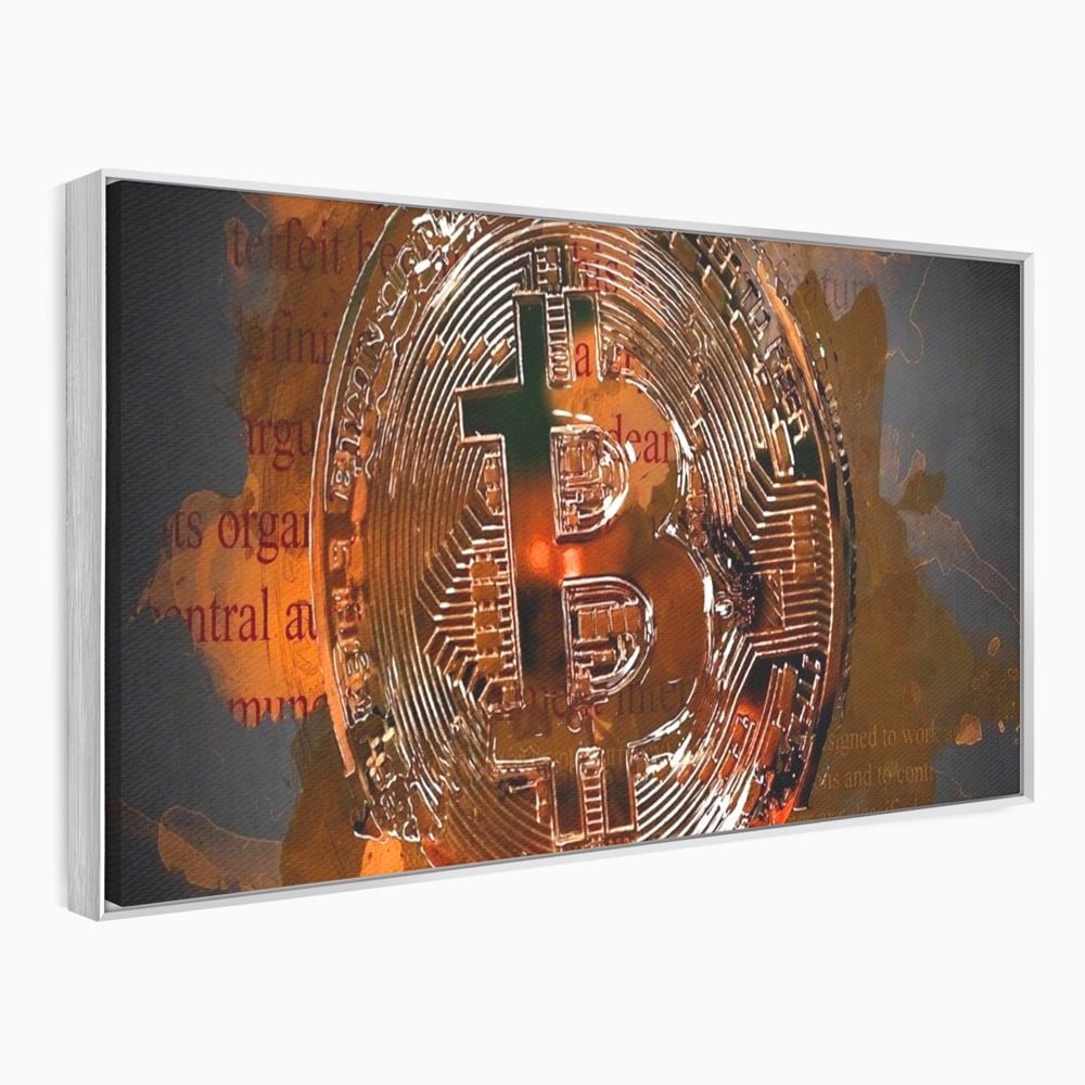 Tablou Canvas Premium LuxCanva® A1153, Moneda Bitcoin ,Moneda Digitala, BTC, Cash, Motivational, Culori Vibrante