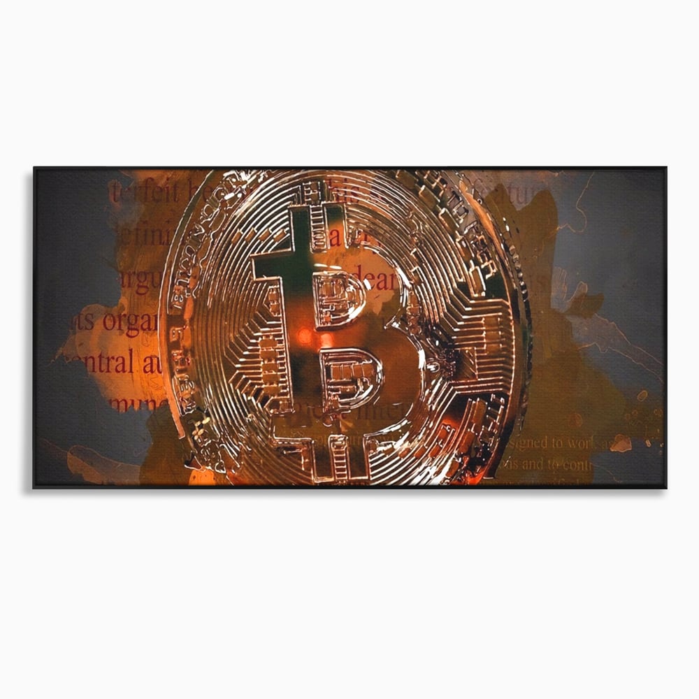 Tablou Canvas Premium LuxCanva® A1153, Moneda Bitcoin ,Moneda Digitala, BTC, Cash, Motivational, Culori Vibrante