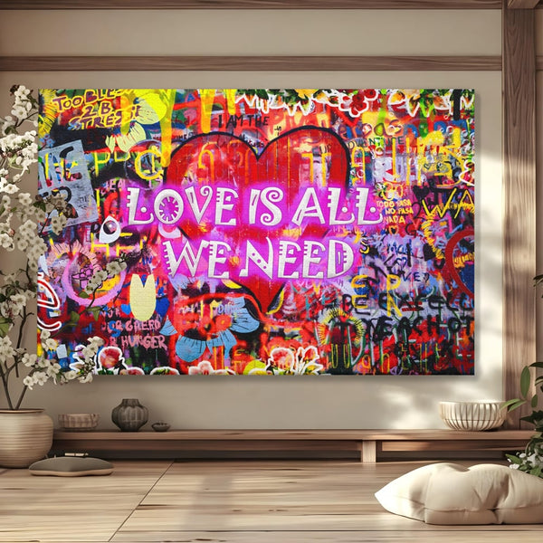 Tablou Canvas Premium LuxCanva® A1157, Love Is All , Iubire, Dragoste, Romantic, Culori Vibrante