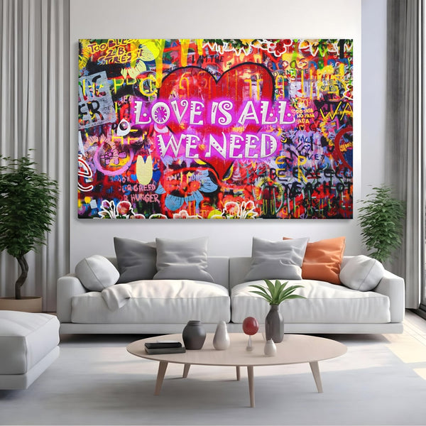 Tablou Canvas Premium LuxCanva® A1157, Love Is All , Iubire, Dragoste, Romantic, Culori Vibrante