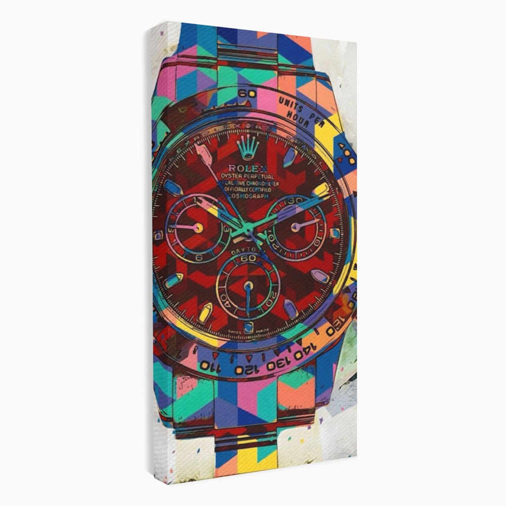 Tablou Canvas Premium, LuxCanva® A1158, Ceas Colorat, Rolex, Brand Lux, Timp, Culori Vibrante