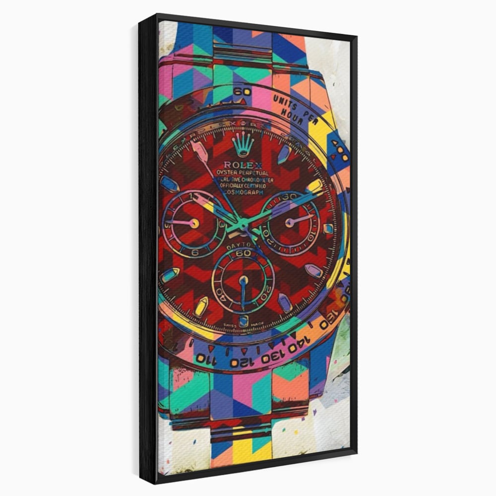 Tablou Canvas Premium, LuxCanva® A1158, Ceas Colorat, Rolex, Brand Lux, Timp, Culori Vibrante