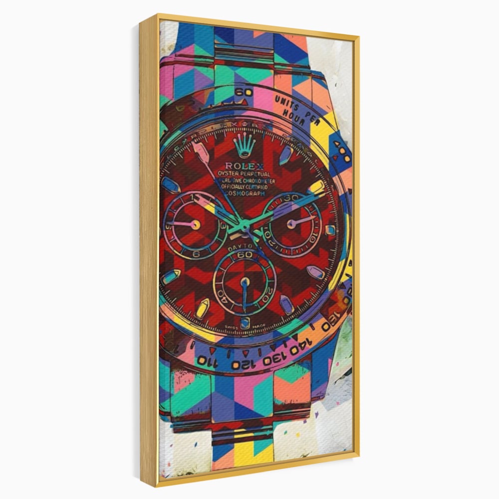 Tablou Canvas Premium, LuxCanva® A1158, Ceas Colorat, Rolex, Brand Lux, Timp, Culori Vibrante