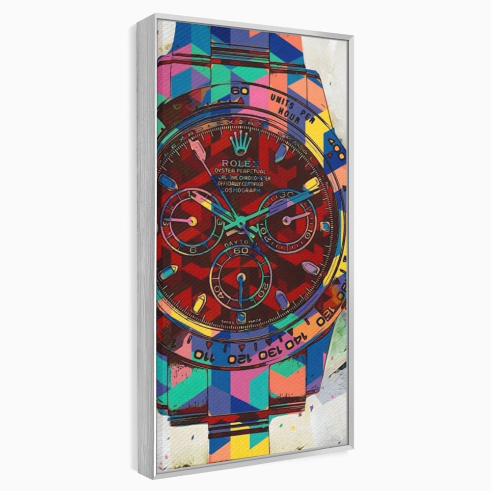 Tablou Canvas Premium, LuxCanva® A1158, Ceas Colorat, Rolex, Brand Lux, Timp, Culori Vibrante