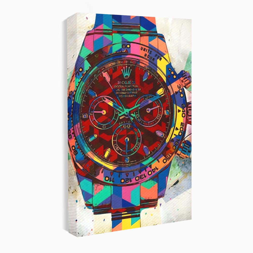 Tablou Canvas Premium, LuxCanva® A1158, Ceas Colorat, Rolex, Brand Lux, Timp, Culori Vibrante