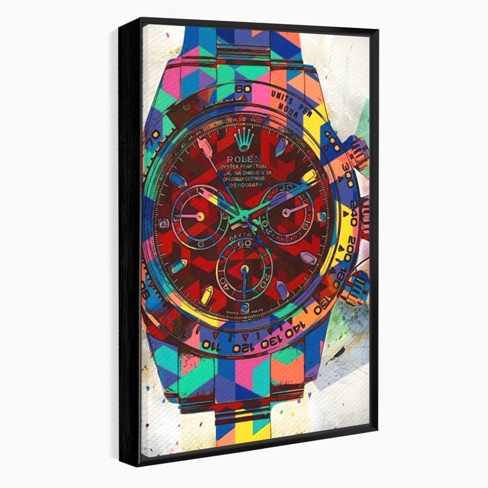 Tablou Canvas Premium, LuxCanva® A1158, Ceas Colorat, Rolex, Brand Lux, Timp, Culori Vibrante