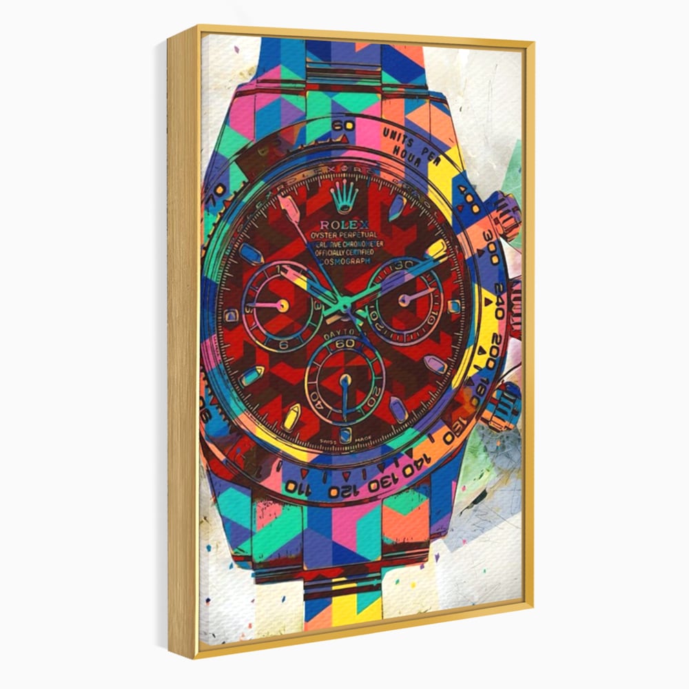 Tablou Canvas Premium, LuxCanva® A1158, Ceas Colorat, Rolex, Brand Lux, Timp, Culori Vibrante