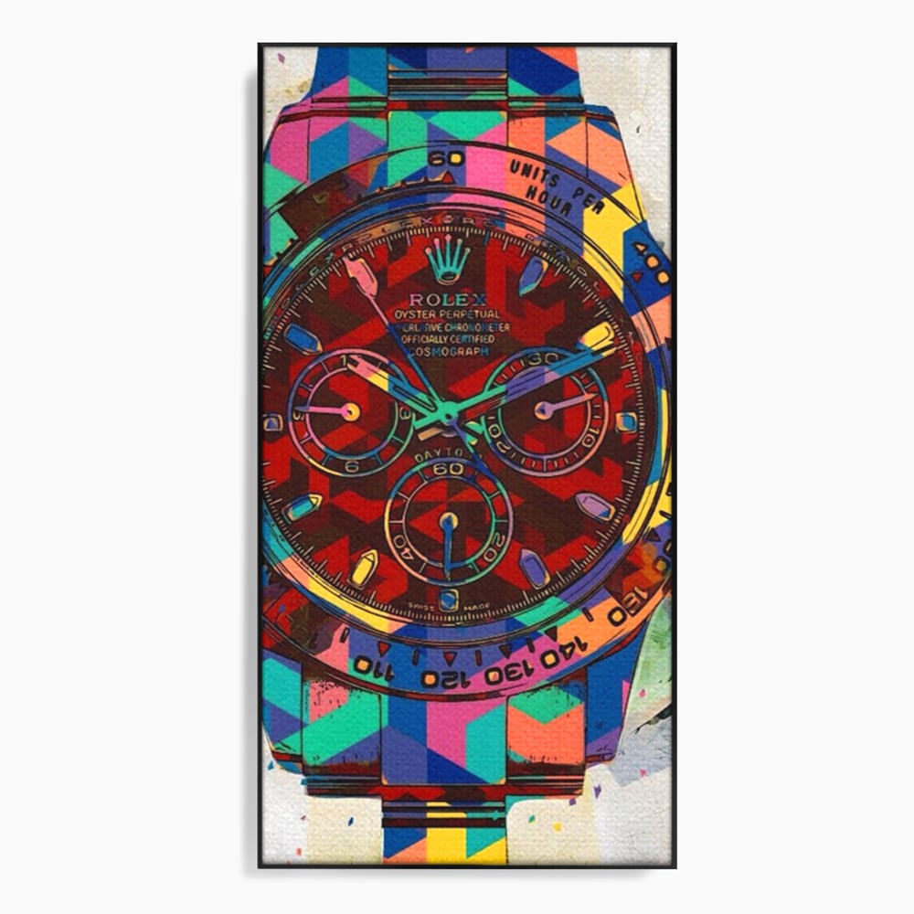 Tablou Canvas Premium, LuxCanva® A1158, Ceas Colorat, Rolex, Brand Lux, Timp, Culori Vibrante