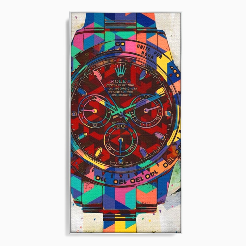 Tablou Canvas Premium, LuxCanva® A1158, Ceas Colorat, Rolex, Brand Lux, Timp, Culori Vibrante