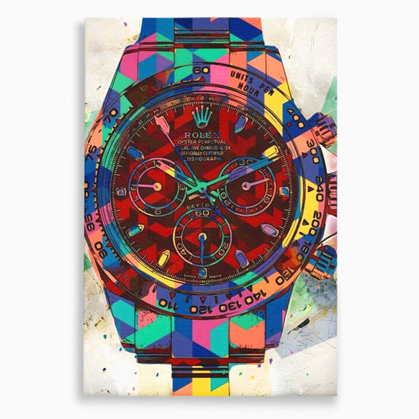 Tablou Canvas Premium, LuxCanva® A1158, Ceas Colorat, Rolex, Brand Lux, Timp, Culori Vibrante