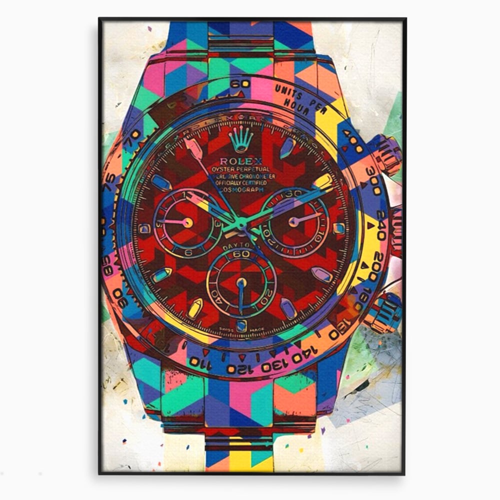 Tablou Canvas Premium, LuxCanva® A1158, Ceas Colorat, Rolex, Brand Lux, Timp, Culori Vibrante
