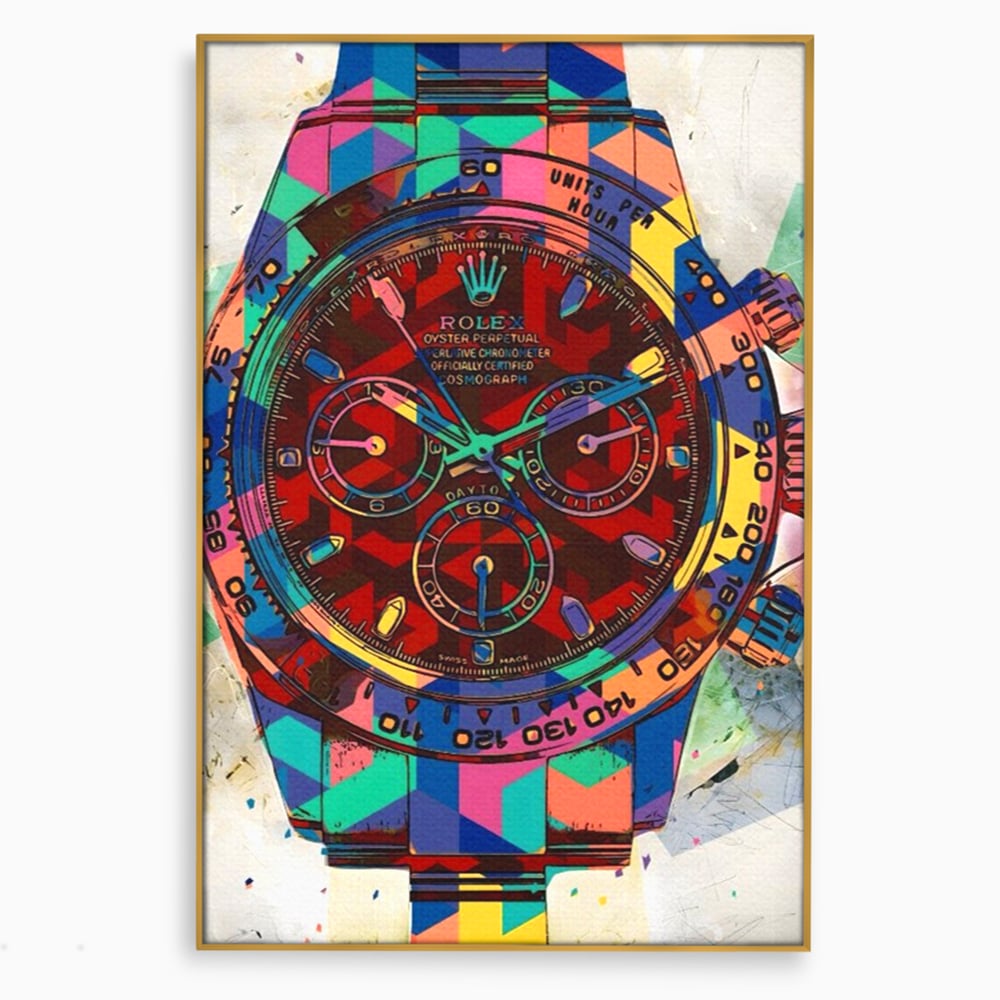 Tablou Canvas Premium, LuxCanva® A1158, Ceas Colorat, Rolex, Brand Lux, Timp, Culori Vibrante