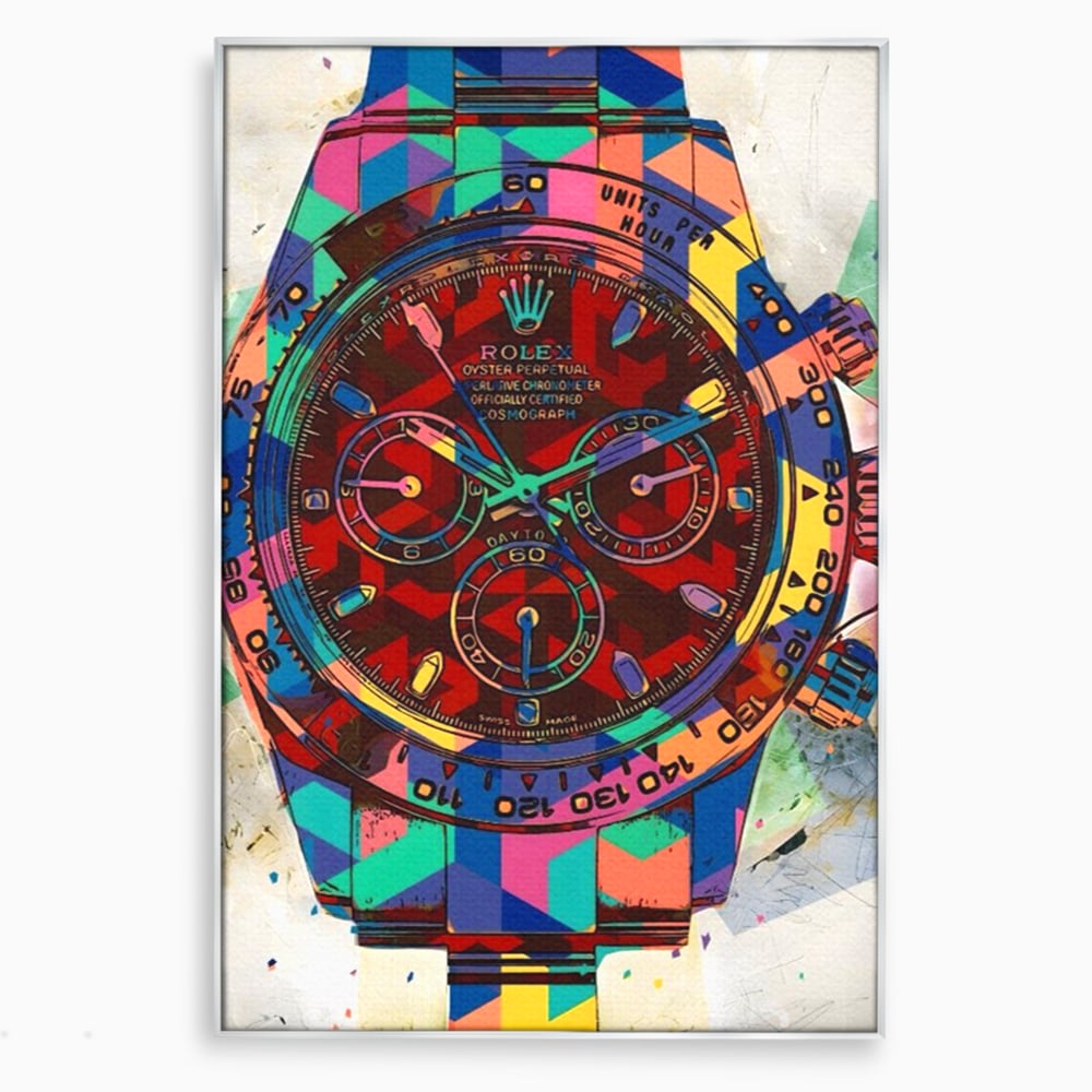Tablou Canvas Premium, LuxCanva® A1158, Ceas Colorat, Rolex, Brand Lux, Timp, Culori Vibrante