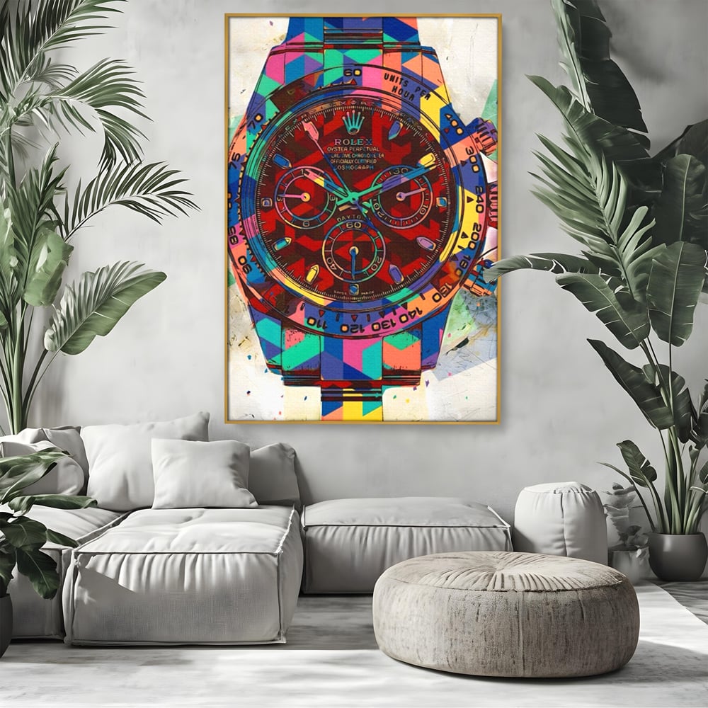 Tablou Canvas Premium, LuxCanva® A1158, Ceas Colorat, Rolex, Brand Lux, Timp, Culori Vibrante