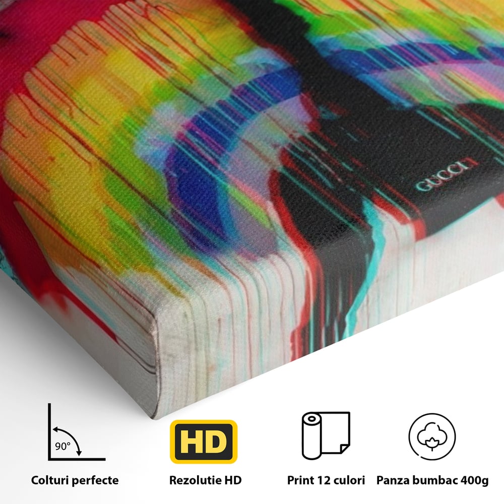 Leinwand Premium Canvas Wandbilder, LuxCanva® A1159, Gucci Regenbogen, Regenbogen, Graffiti, Marke, Timp, leuchtende Farben