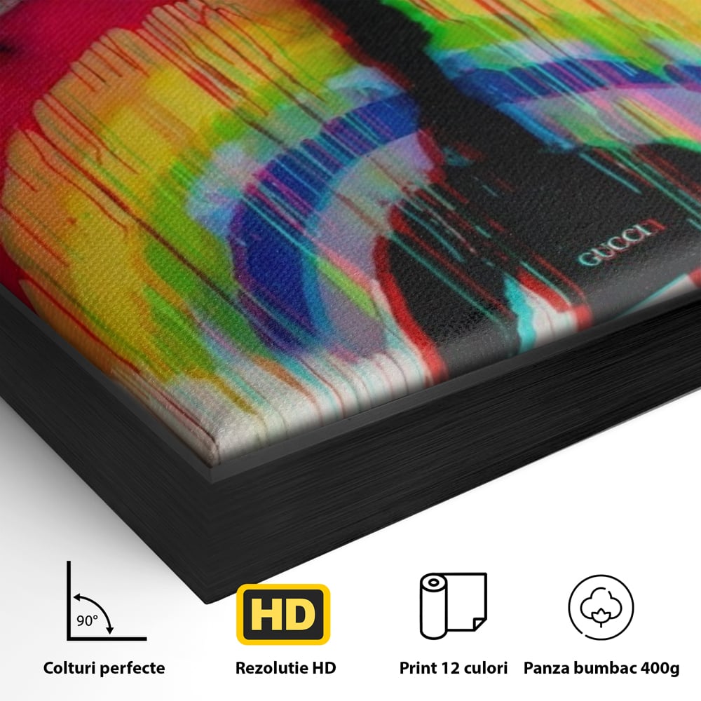 Leinwand Premium Canvas Wandbilder, LuxCanva® A1159, Gucci Regenbogen, Regenbogen, Graffiti, Marke, Timp, leuchtende Farben