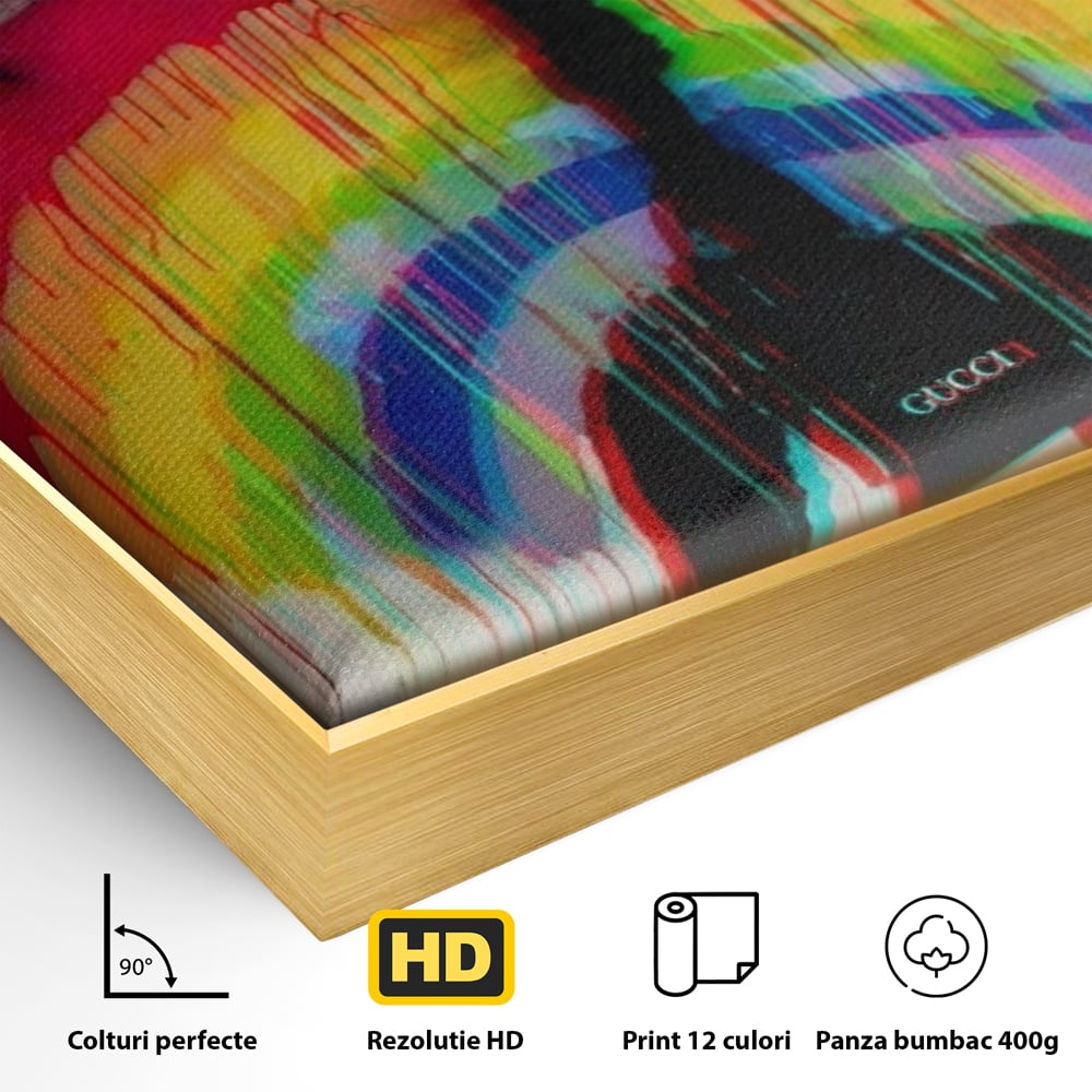 Leinwand Premium Canvas Wandbilder, LuxCanva® A1159, Gucci Regenbogen, Regenbogen, Graffiti, Marke, Timp, leuchtende Farben